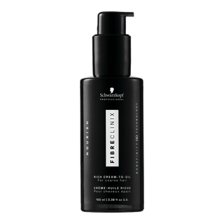 Black pump bottle of Schwarzkopf Fibre Clinix product on a white background