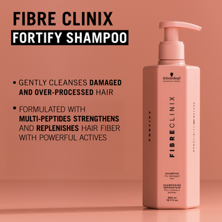 Fibre Clinix Fortify Conditioner with damage benefit text for damaged and over-processed hair.