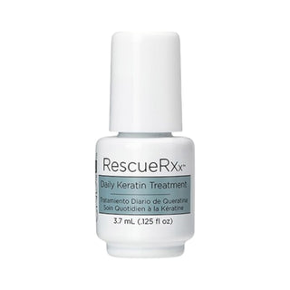 CND Rescue RXX Daily Repair Mini 1/8 oz in a small white and blue polish-style bottle with brush applicator.