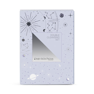 light purple box with silver celestial design on white background