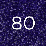 Square swatch of shade 80 in a deep indigo colour, with white text ‘80’ centered on it.