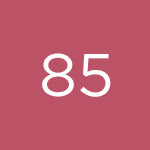 Square swatch of shade 85 in a deep mauve colour, with white text ‘85’ centered on it.
