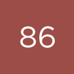 Square swatch of shade 86 in a deep caramel colour, with white text ‘86’ centered on it.