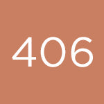 Square swatch of shade 406 in a medium colour, with white text ‘406’ centered on it.