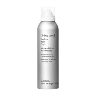 Living Proof Advanced Clean Dry Shampoo in a sleek silver 184ml spray can.