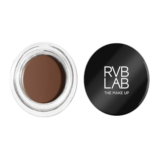Dark brown Cream Eyebrow Liner 02 from RVB The Make Up, shown in an open pot container.