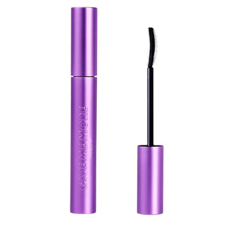 Give Me More Mascara by RVB in metallic purple packaging with a sleek, curved wand.