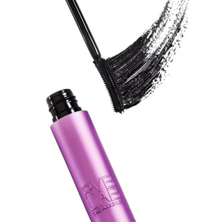 Give Me More Mascara by RVB in metallic purple packaging with a sleek, curved wand.