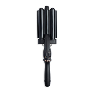 Amika High Tide Deep Waver hair tool with triple-barrel design for creating deep, beachy waves.