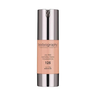 Bodyography Natural Finish Foundation #125 (Light, Cool Undertone) in 30g clear pump bottle.