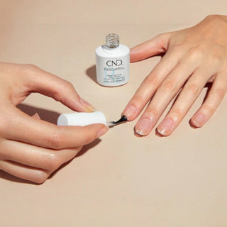 CND Rescue Rxx Daily Keratin Treatment 0.5 fl oz in a white and blue polish-style bottle with brush applicator.